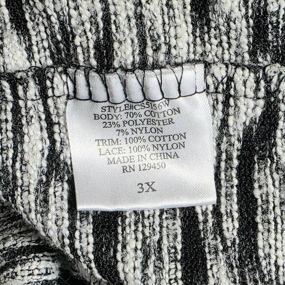 Como Vintage Black White Knit Pullover Sweater 3X - Picture 6 of 8